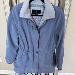 London Fog Women's Blue Cinch Waist Faux Suede Jacket Size Petite‎ Small
